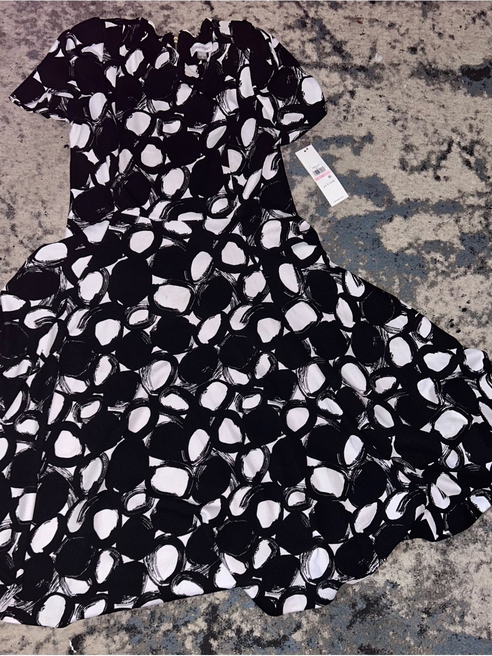 Calvin Klein Black and White Polka-Pattern Fit & Flare Dress